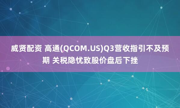 威贤配资 高通(QCOM.US)Q3营收指引不及预期 关税隐忧致股价盘后下挫
