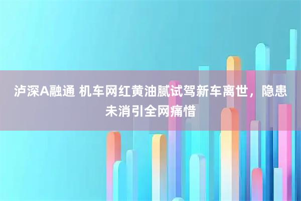 泸深A融通 机车网红黄油腻试驾新车离世,隐患未消引全网痛惜